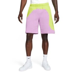 Nike‎ Color Clash Fleece Sweat Shorts Mens Small Pink/Purple & Yellow/Green